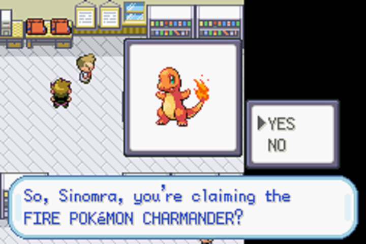 Screenshot of a simple Yes or No answer to a question in Pokemon for Gameboy